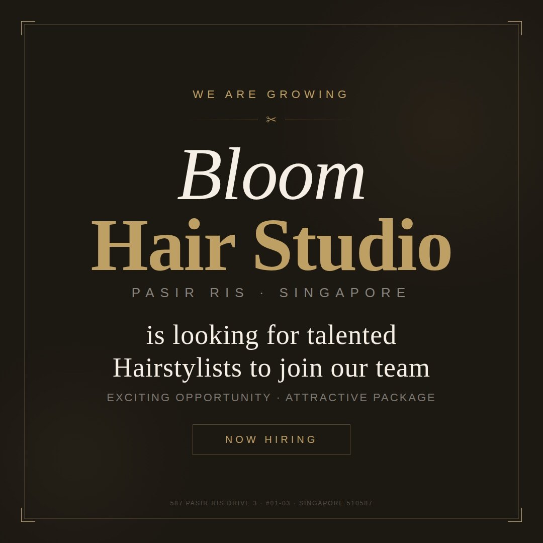 Bloom Hair Studio Pasir Ris Singapore brand announcement