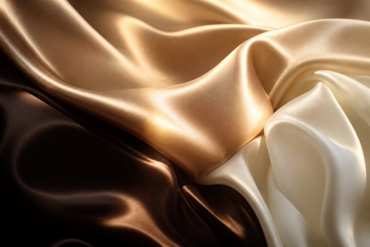Soft champagne silk texture used as an editorial backdrop for the salon story