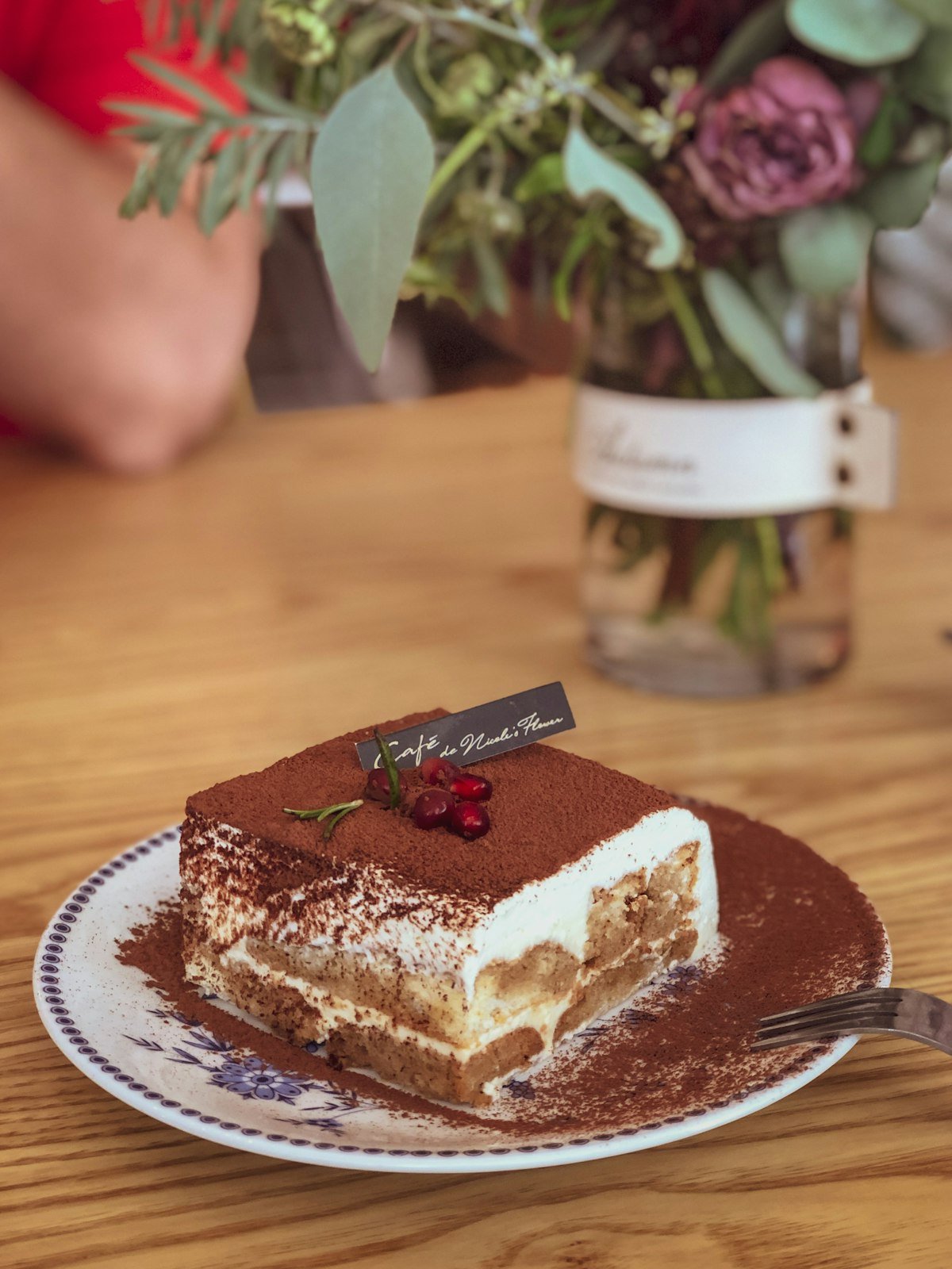 Classic tiramisu dessert served in Italian dining style